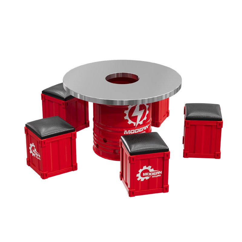 Table ronde 115 avec cinq chaises