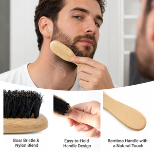 <span class=keywords><strong>Brosse</strong></span> de toilettage pour homme en poils naturels de qualité supérieure, <span class=keywords><strong>brosse</strong></span> à cheveux en bambou de couleur naturelle, écologique, portable, <span class=keywords><strong>brosse</strong></span> à <span class=keywords><strong>barbe</strong></span> - Product Image 4
