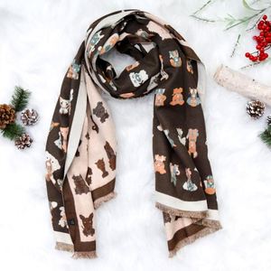 Bufanda de Algodón con Estampado Digital Personalizado, Diseño de Cachorro, Bloques de Color, para Otoño, Invierno y Todas las Estaciones, Unisex - Product Image 1
