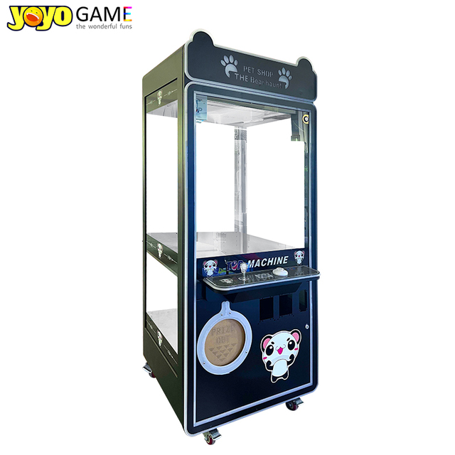 Commercial Black and Pink Claw Crane Machine Coin Operated Toys Vending Machine Full Transparent Metal Prize Redemption for Mall