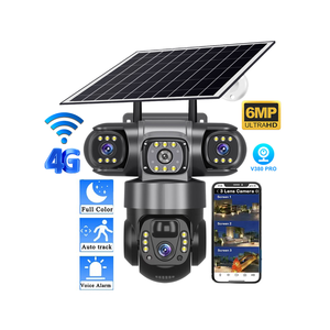 Cámara Solar V380PRO con 3 Lentes, 6MP, 4G, WiFi, PTZ, Inalámbrica, para Exteriores, IP66, Visión Nocturna, Panel Solar de 8W, Batería de 8000mAh, Cámara de Seguridad para el Hogar - Product Image 1