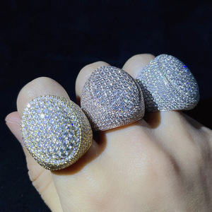 Hiphop Mannen Luxe <span class=keywords><strong>Ring</strong></span> Mode Koper Ingelegd Zirkoon Volledige Diamanten Persoonlijkheid Grote Diamanten Duivenring - Product Image 3