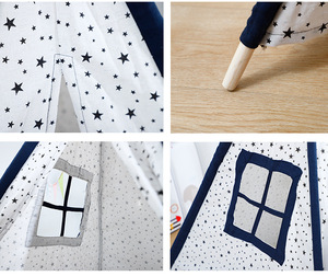Tente <span class=keywords><strong>Tipi</strong></span> de jeu pour enfants en coton et lin, grande tente de jeu d'intérieur et d'extérieur pour enfants à motifs colorés, vente en gros - Product Image 6