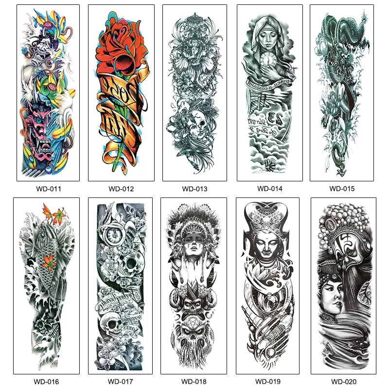 WD01-20 الجملة tatuajes للماء غير سامة و صديقة للبيئة الكامل الذراع tattooes tatouage ملصق المؤقتة الوشم ملصق