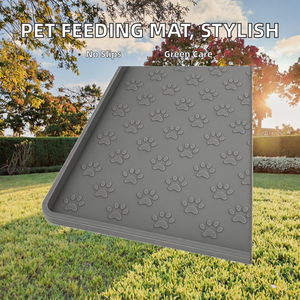 Modern Animal Pattern Edges Waterproof Non-Slip Eco-Friendly <b>Silicone</b> Pet Feeding <b>Mat</b> for Dogs with Stylish Border - Product Image 2