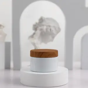 Wadah krim mewah wadah PET Jar kemasan dengan kayu bambu gelap tutup serat 20g 50g 80g 100g stoples kosmetik