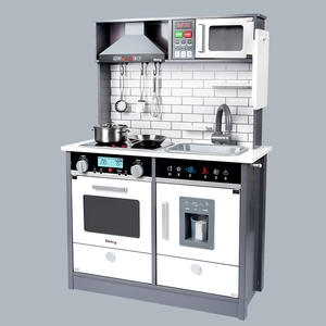 Ensemble de jouets de <span class=keywords><strong>cuisine</strong></span> en bois interactifs <span class=keywords><strong>avec</strong></span> effets lumineux sonores réalistes et réfrigérateur pour enfants - Product Image 6