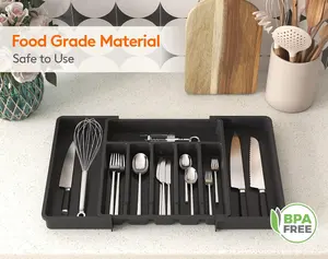 Expandable Utensil Tray Adjustable Compact Silverware Storage Tray Expandable Drawer Cutlery Storage Trays