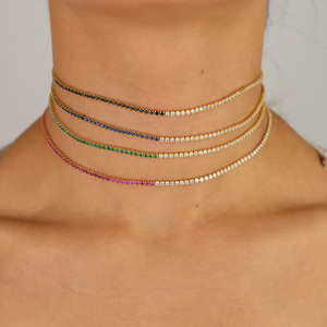 <span class=keywords><strong>Collana</strong></span> <span class=keywords><strong>girocollo</strong></span> placcata oro con ciondolo estivo con catena da Tennis arcobaleno bianco Cz con gioielli <span class=keywords><strong>collana</strong></span> a maglia piccola verde blu nero rosso - Product Image 4