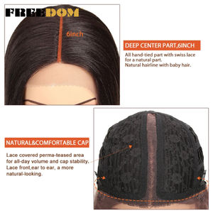 Perruque Lace Front FREEDOM 38 pouces, raie profonde, longue et lisse, pour cosplay rose, densité 50%, brun moyen, dentelle noire, pour femmes - Product Image 4