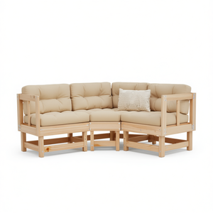 Conjunto de Sofás Modulares de Esquina para Jardín, Madera de Pino Natural Sólida, Muebles de Exterior, Diseño Escandinavo - Product Image 1