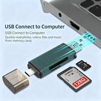 Adaptateur Lecteur de Carte Mémoire SDTF Multifonctionnel en Alliage d'Aluminium Type-C USB Installation Externe - Vente en Gros Transfrontalière