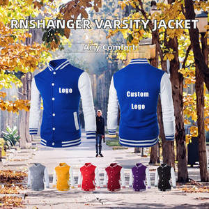 Chaquetas Casuales de Otoño para Hombre RNSHANGER, con Logotipo Personalizado, Cuello Alto, Transpirables, Tejido de Poliéster/Algodón, Teñido Liso, Estilo Universitario, Largas - Product Image 2