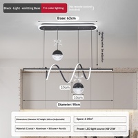 Lampu Gantung LED Aluminium Modern 90cm 96W 3CCT 165-265V  Kecerahan Tinggi Garansi 2 Tahun untuk Dapur Ruang Makan