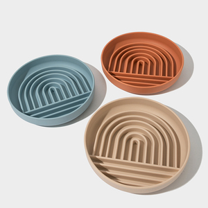 OEM Eco-Friendly Modern Dog Food Bowl Food Grade <b>Silicone</b> <b>Waterproof</b> Dishwasher Safe Slow Feed with Suction Cups Morandi Design - Product Image 3