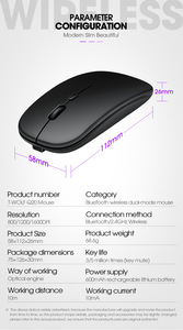 Souris sans fil T-WOLF <span class=keywords><strong>X1</strong></span> Ultra Slim, silencieuse, double mode, 2,4 GHz, USB, universelle pour tablette, souris de jeu lumineuse - Product Image 2