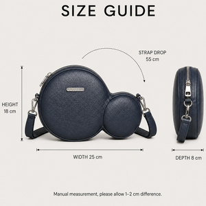 Custom OEM ODM Women Round Crossbody Bags 2 in 1 PU Leather Luxury Shoulder Bag Fashion Circle Handbag with <b>Mini</b> Coin Pouch - Product Image 2