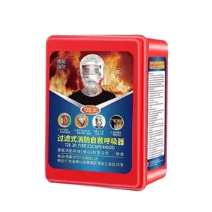Çin fabrika doğrudan toptan yangın acil kaçış duman gaz maskesi ile 40 dakika koruma süresi