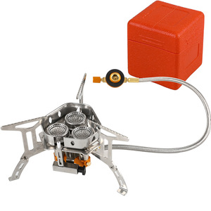 Réchaud à gaz pliable <span class=keywords><strong>portable</strong></span> pour la randonnée en plein air avec allumage piézoélectrique intégré, mini réchauds coupe-vent - Product Image 1