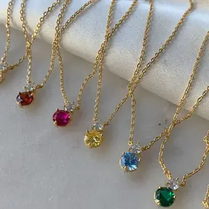 DUYIZHAO 12 Meses Birthstones Série Jóias Coloridas Zircão Opala Garra Turquesa Configuração Doze Meses Colar Para As Mulheres