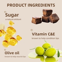 Baume exfoliant pour les lèvres végétalien, sans cruauté, sans sulfate, à base de sucre, enrichi en vitamine C, correcteur de pigmentation