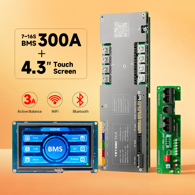 New TDT 48V 300A Smart BMS High Current  WiFi Monitor LiFePO4 Protection Board CAN RS485 CE for Off-Grid Solar System