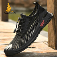 Léger hommes kangourou Logo cuir de vachette décontracté Sport sandales à enfiler respirant tissu doux pour la marche Style chaussures