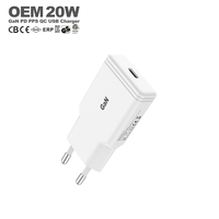Chargeur de téléphone ultra fin Gan 20w pour iPhone Samsung, adaptateur de charge rapide portable, appareils mobiles, chargeur mural USB C 20w type C