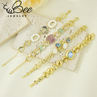 Exquisita Pulsera de Tenis Bohemia de Vidrio Esmaltado, Personalizada, Chapada en Oro de 14k, con Dijes de Cristal y Cadenas Hechas a Mano