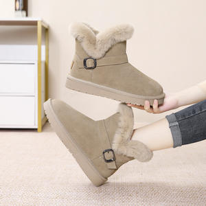 Sepatu bot salju wanita, sepatu bot Ankle bersol tebal musim dingin gaya baru 2025, sepatu katun serbaguna hangat - Product Image 3