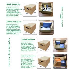 Scatola Organizzatrice per Documenti da Ufficio, Scatola per Traslochi Extra Resistente e Grande con Coperchio e Maniglia, Scatola di Carta per Imballaggio, Cartone Pieghevole in Cartoncino Kraft - Product Image 2