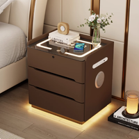 Moderner Klappbarer Smart-Nachttisch mit Sieben-Farben-LED-Lampe Kabellosem Ladesensor Bluetooth-Audio USB-Anschluss