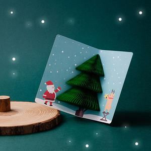 Carte de <span class=keywords><strong>message</strong></span> cadeau en papier fantaisie/kraft/art en nid d'abeille 3D avec vœux de Noël et enveloppe - Product Image 2