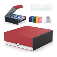 Boîte à cartes rectangulaire à trois niveaux motif litchi, grande capacité, multi-usages, pour PTCG Pokémon ; Cartes avec logo personnalisable