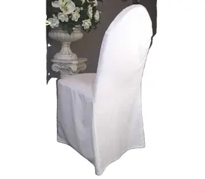 ملابس بولي أساسية بيضاء لكراسي الولائم مع سطح مربع من مصنع ملابس كرسي محترف صيني