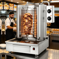Grill à Kebab/Shawarma Électrique/Gaz Rotatif Commercial en Acier Inoxydable de Haute Qualité, Économe en Énergie, Grande Capacité