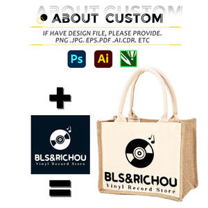 Sac fourre-tout en toile de jute imperméable personnalisé avec logo imprimé, sac de shopping portable pour femme - Product Image 2