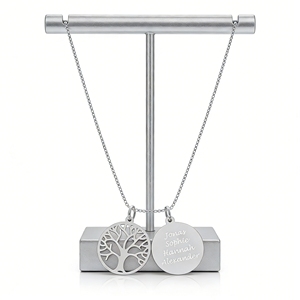 MECYLIFE 2 pièces Bijoux personnalisés Collier avec pendentif en forme de pièce de monnaie personnalisée Collier en acier inoxydable Arbre de vie - Product Image 4