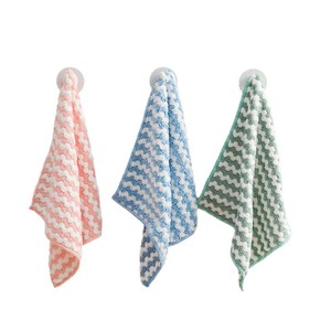 Chiffon de cuisine en microfibre corail, rectangulaire, motif rayé moyen, vert herbe, fleurs de cerisier, rose, bleu ciel - Product Image 4