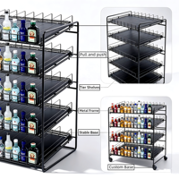 Étagère en métal avec revêtement en poudre moderne personnalisée, support de présentation pour bouteilles d'alcool, spiritueux, boissons alcoolisées, pour magasin de détail