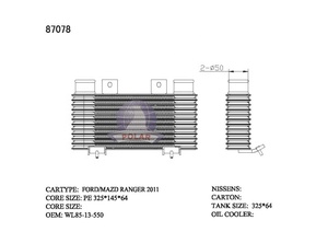 Intercooler para Ford Ranger 2.2 3.2 2007 <span class=keywords><strong>2011</strong></span> y para MAZDA BT-50, Intercooler de Motor WL8513550 WL2113550A XM349L440AA - Product Image 2