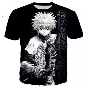 Camiseta personalizada en 3d para hombre, ropa de poliéster para hombre, camisa de anime, camiseta de Cazador x hunter de dibujos animados, nuevo diseño, venta al por mayor