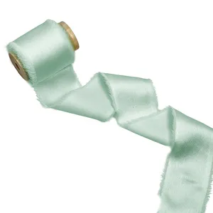 Craft 1.5 Inches Raw Edge Silk Like Ribbon Pink Chiffon Ribbon For Gift Wrapping