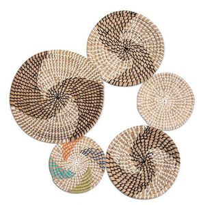 Idée de décoration pour grande <span class=keywords><strong>maison</strong></span> <span class=keywords><strong>Monde</strong></span> global Décor jonc de mer Assiettes murales <span class=keywords><strong>Chambre</strong></span> fille adulte Déco Bleu et vert Côtier - Product Image 1
