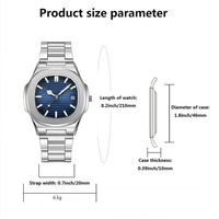 Nouvelle montre à bracelet en acier avec calendrier carré, montre-bracelet à quartz pour homme, ensemble de montres à quartz pour homme