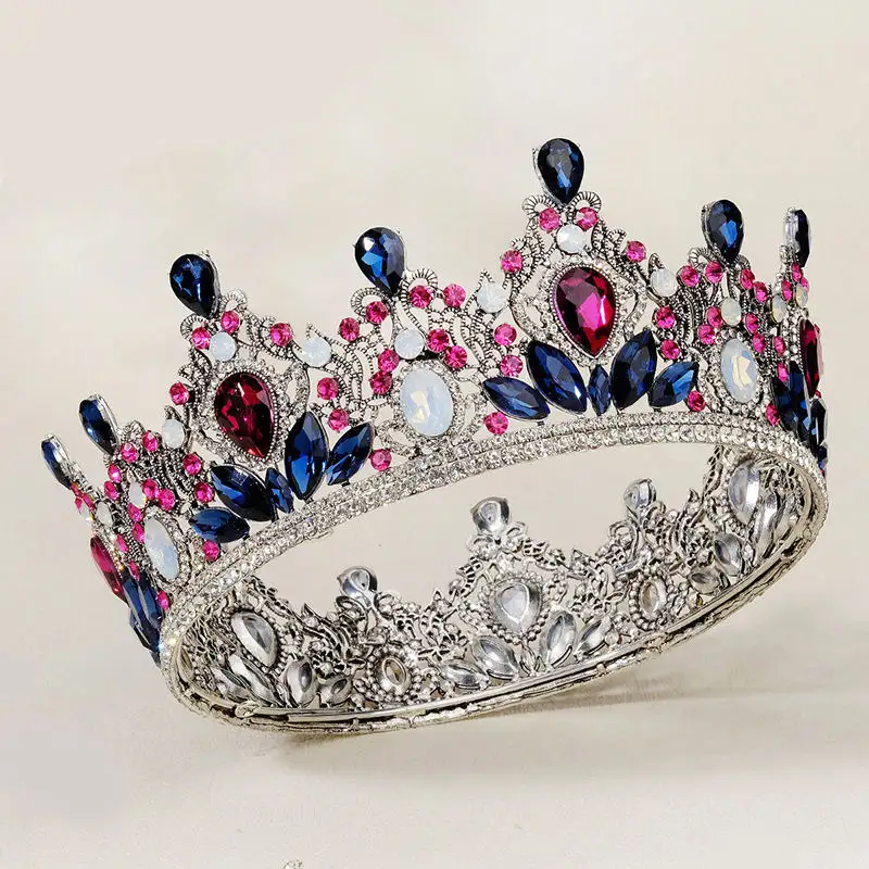 Alloy Beauty Pageant Crowns Wholesale Luxury Retro Diamond Circle Bridal Accessories Eur-America Elegance Vintage Crystal Tiaras