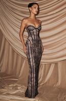 Robe longue à traîne Bettergirl 2026 Ramadan Sexy en dentelle transparente patchwork sans bretelles