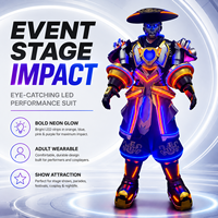 Costume de Robot Adulte LED Cyber Suit Lumineux Néon, Armure de Samouraï Portable pour Cosplay, Spectacle Scénique Anime et Fête