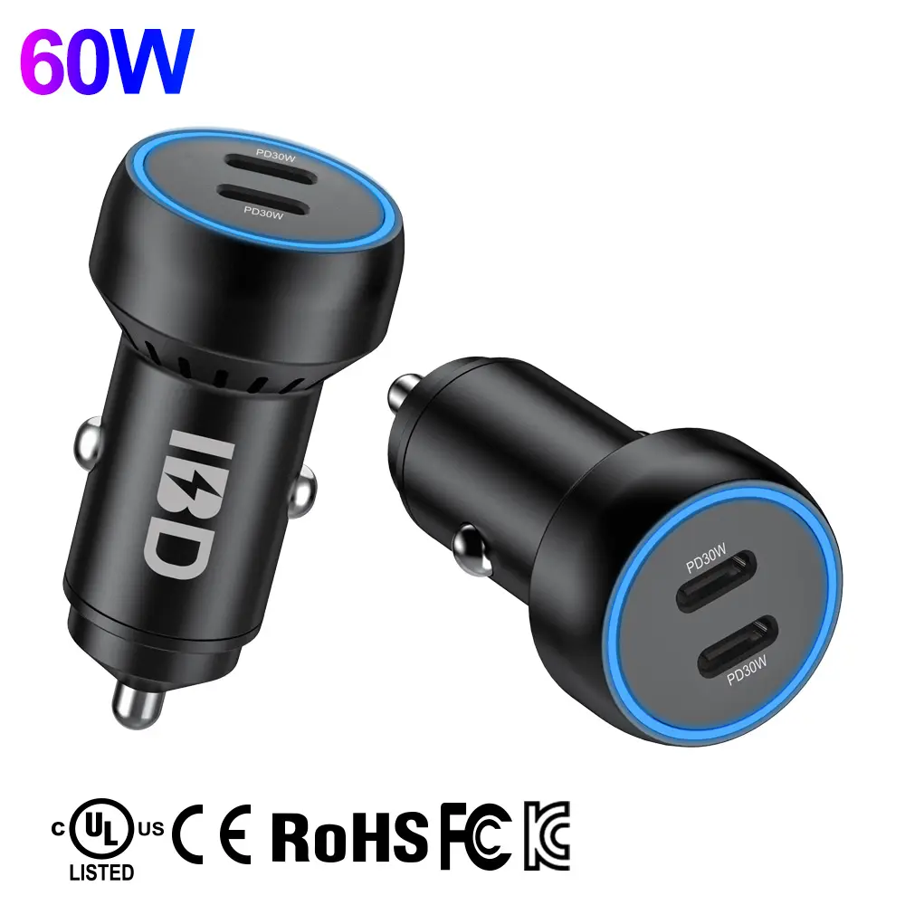 Mini Mobile Cell Phone PD 2 Usbc Type-c 30 W 45w Dual Type C Usb 30W Fast Charging Adapter 60W Car Charger For iPhone Samsung