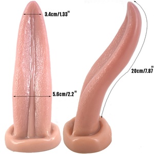 FAAK Lifelike Tongue 20cm Anal Rotating Homemade Anal Toy Skin Color Flexible Soft Tongue Shape <b>Dildo</b> for Clitoral Masturbation - Product Image 3